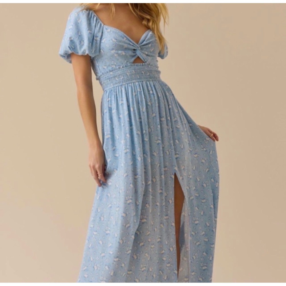 Altar'd State Light Blue Floral Maxi Dress